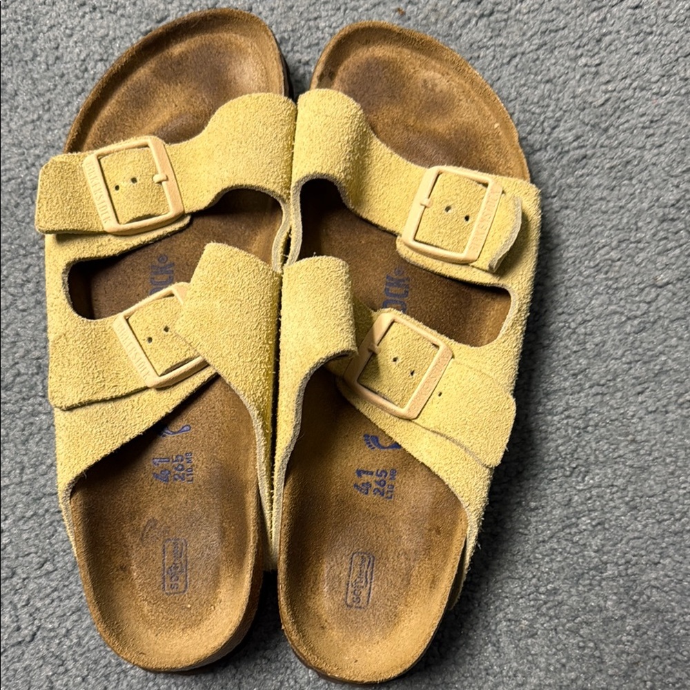 Birkenstock Tan Cream Sandals Classic Two-Strap Design